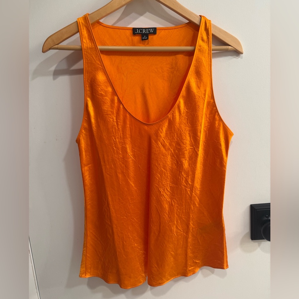 J. Crew Orange Crinkle Tank Top Blouse